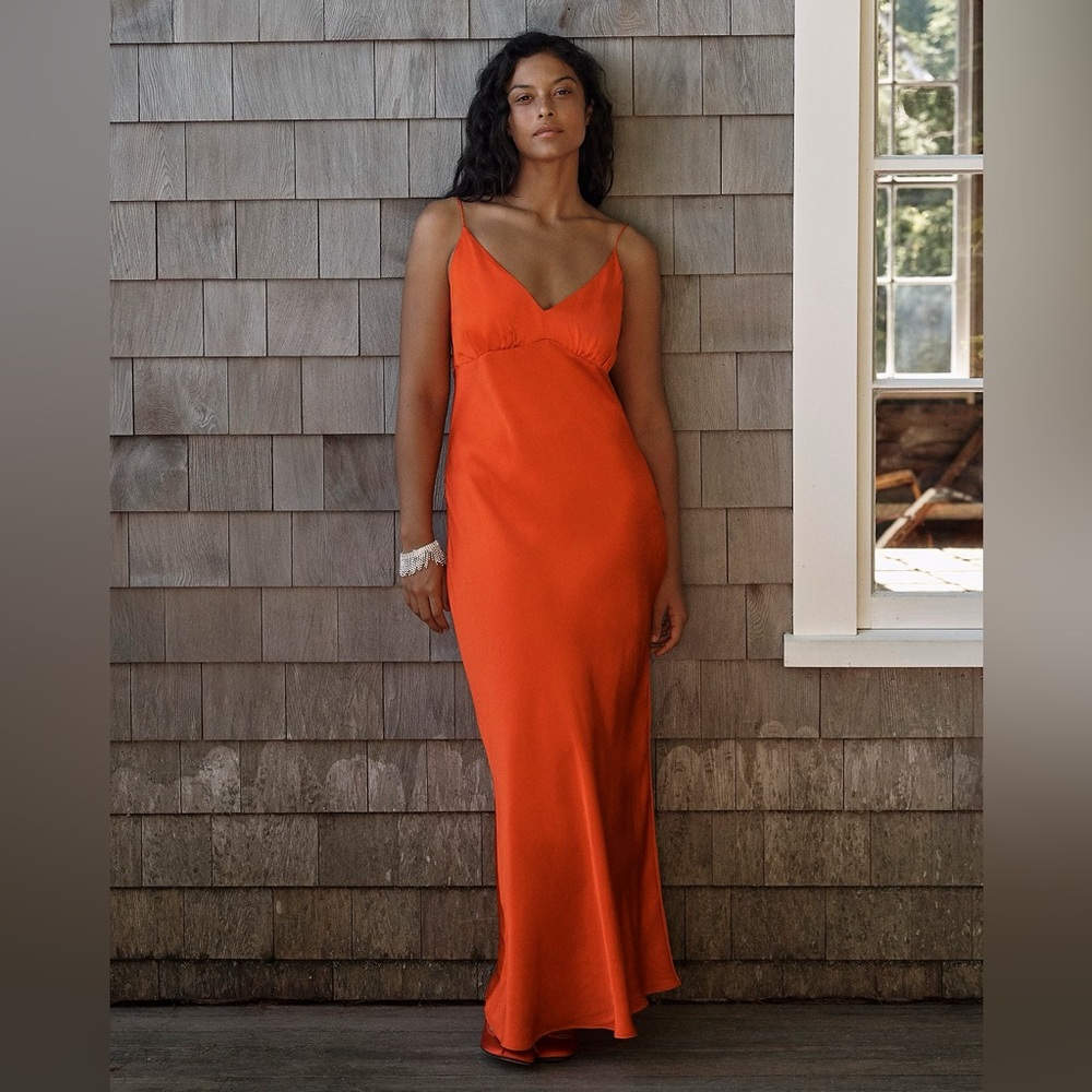J.Crew Collection full-length V-neck slip dress in luster crepe BU109